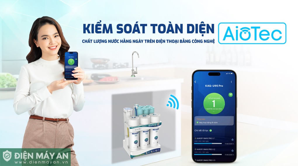 Máy lọc nước RO Karofi KAQ-U95 Pro 10 lõi